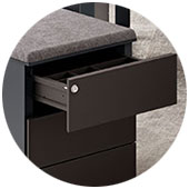 Coussin d’assise Ep. 25 mm <br/> ( fixation sur top métal par bandes aimantées ) roulettes
